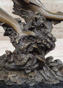 Bronze Sculpture of Marlin Sailfish Jumping on Marble Base