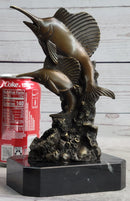 Marlins Sailfish Swordfish Jumping Out of Ocean Bronze Sculpture