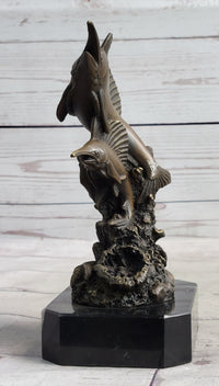 Marlins Sailfish Swordfish Jumping Out of Ocean Bronze Sculpture