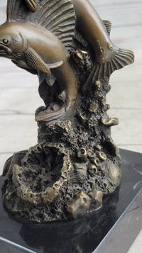Marlins Sailfish Swordfish Jumping Out of Ocean Bronze Sculpture