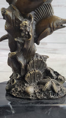 Marlins Sailfish Swordfish Jumping Out of Ocean Bronze Sculpture