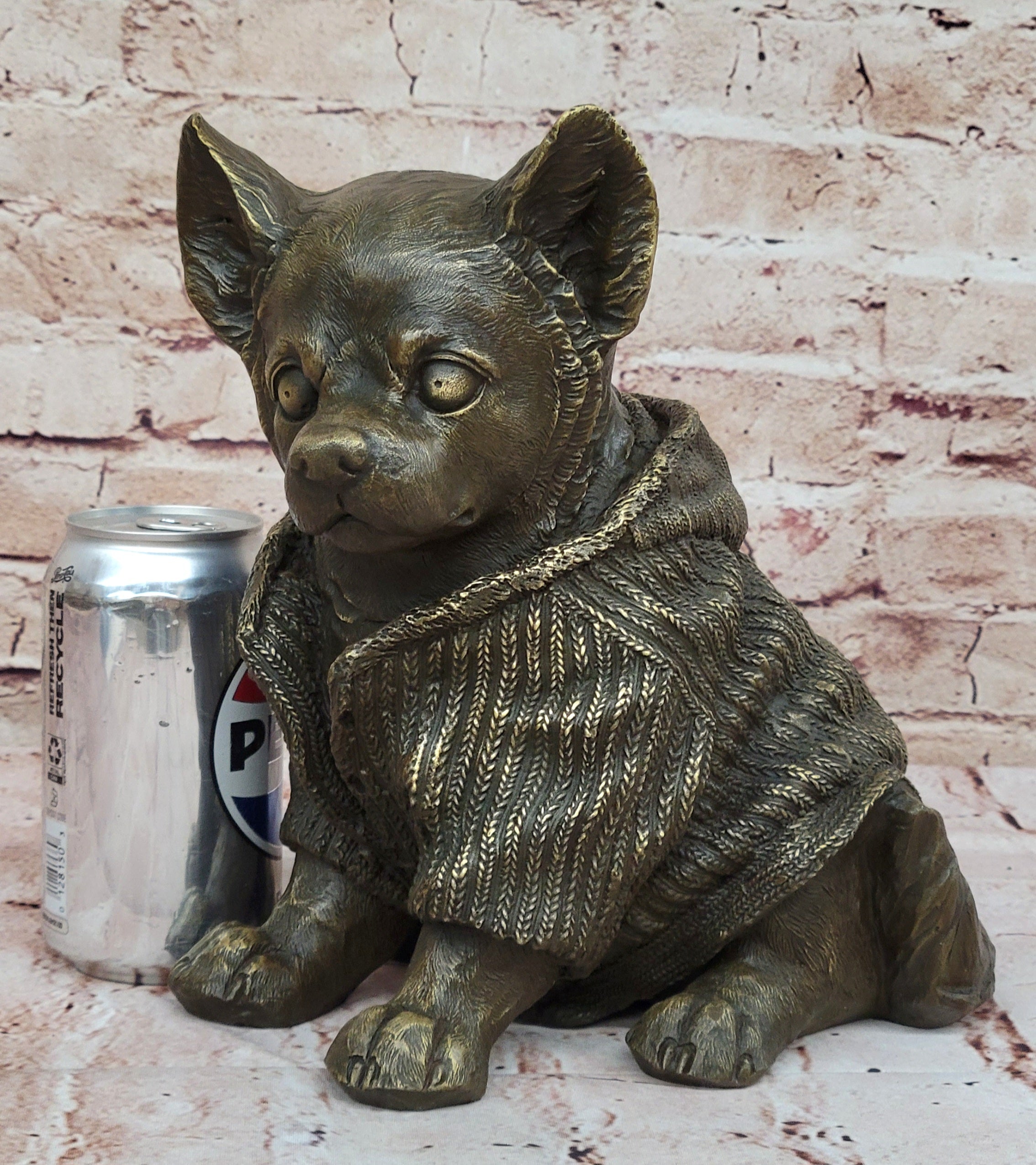 Chihuahua Dog in Hooded Sweater Bronze Sculpture Hot Cast