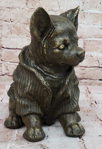 Chihuahua Dog in Hooded Sweater Bronze Sculpture Hot Cast