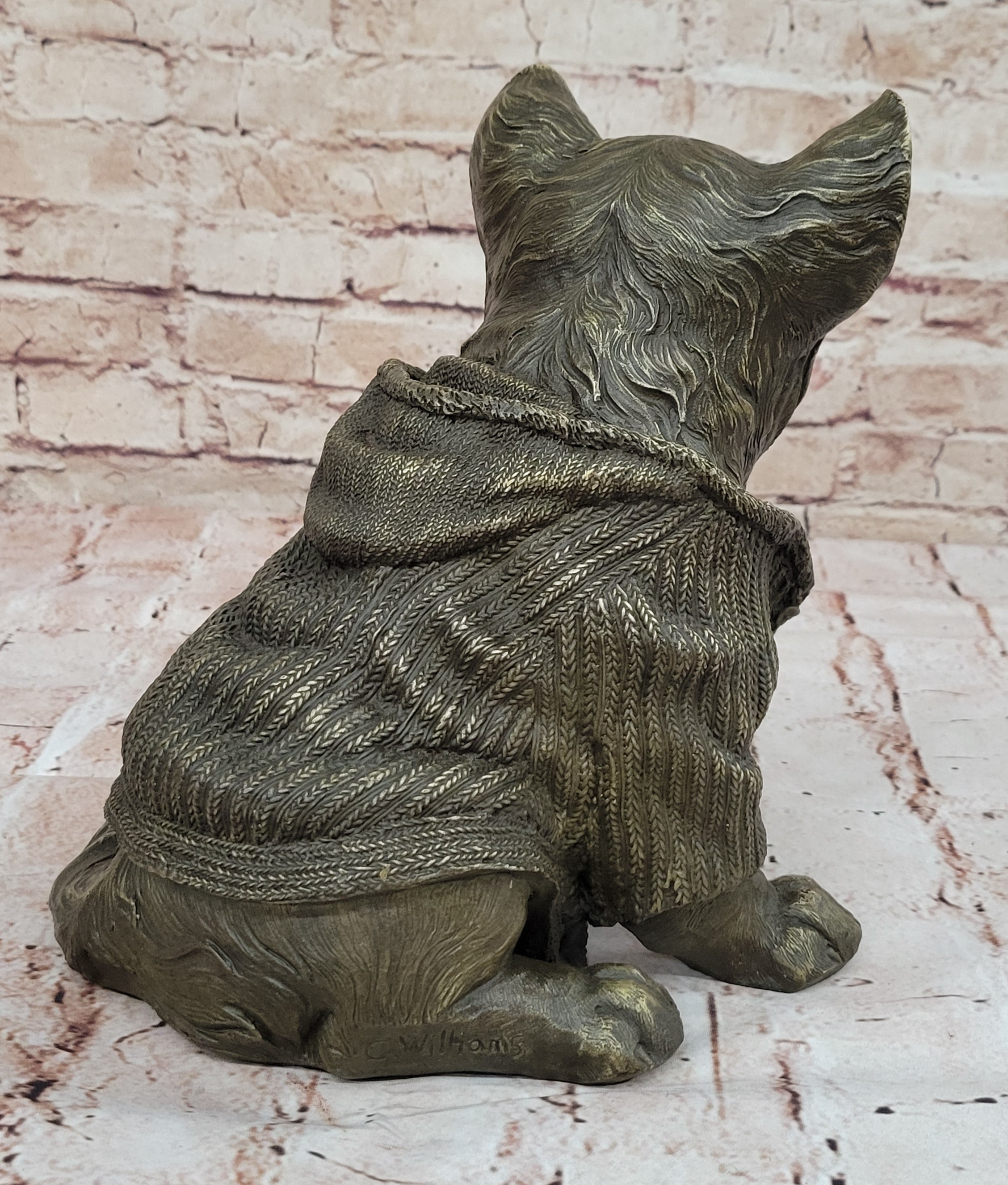 Chihuahua Dog in Hooded Sweater Bronze Sculpture Hot Cast