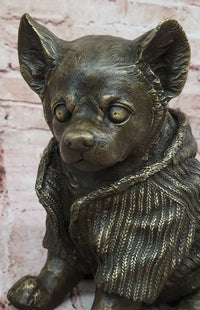 Chihuahua Dog in Hooded Sweater Bronze Sculpture Hot Cast