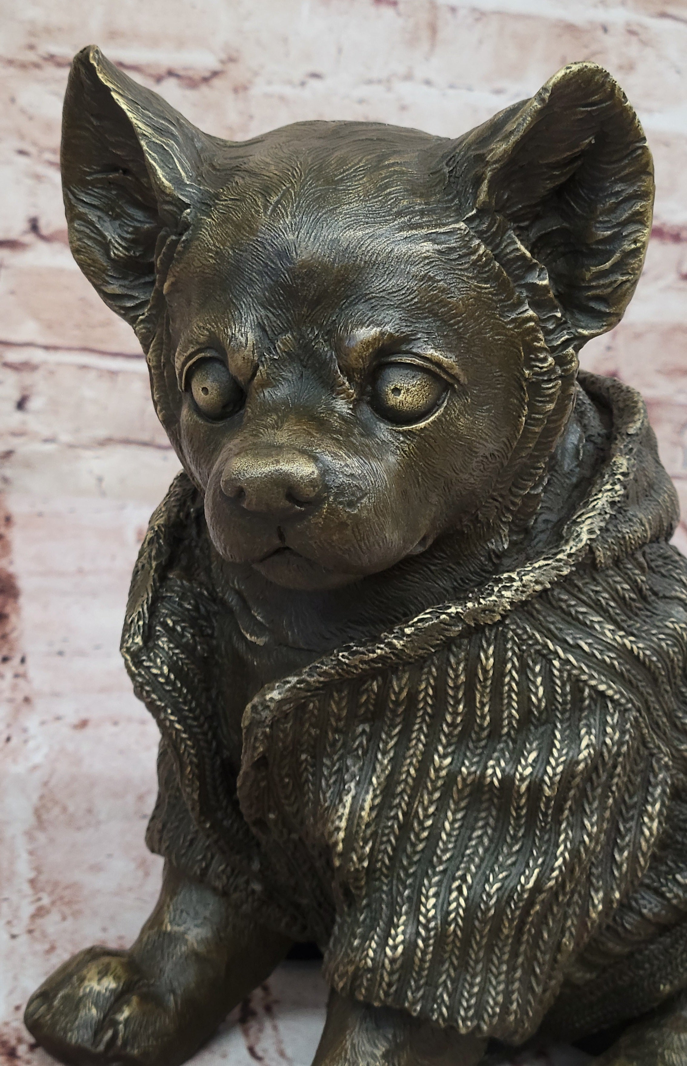 Chihuahua Dog in Hooded Sweater Bronze Sculpture Hot Cast