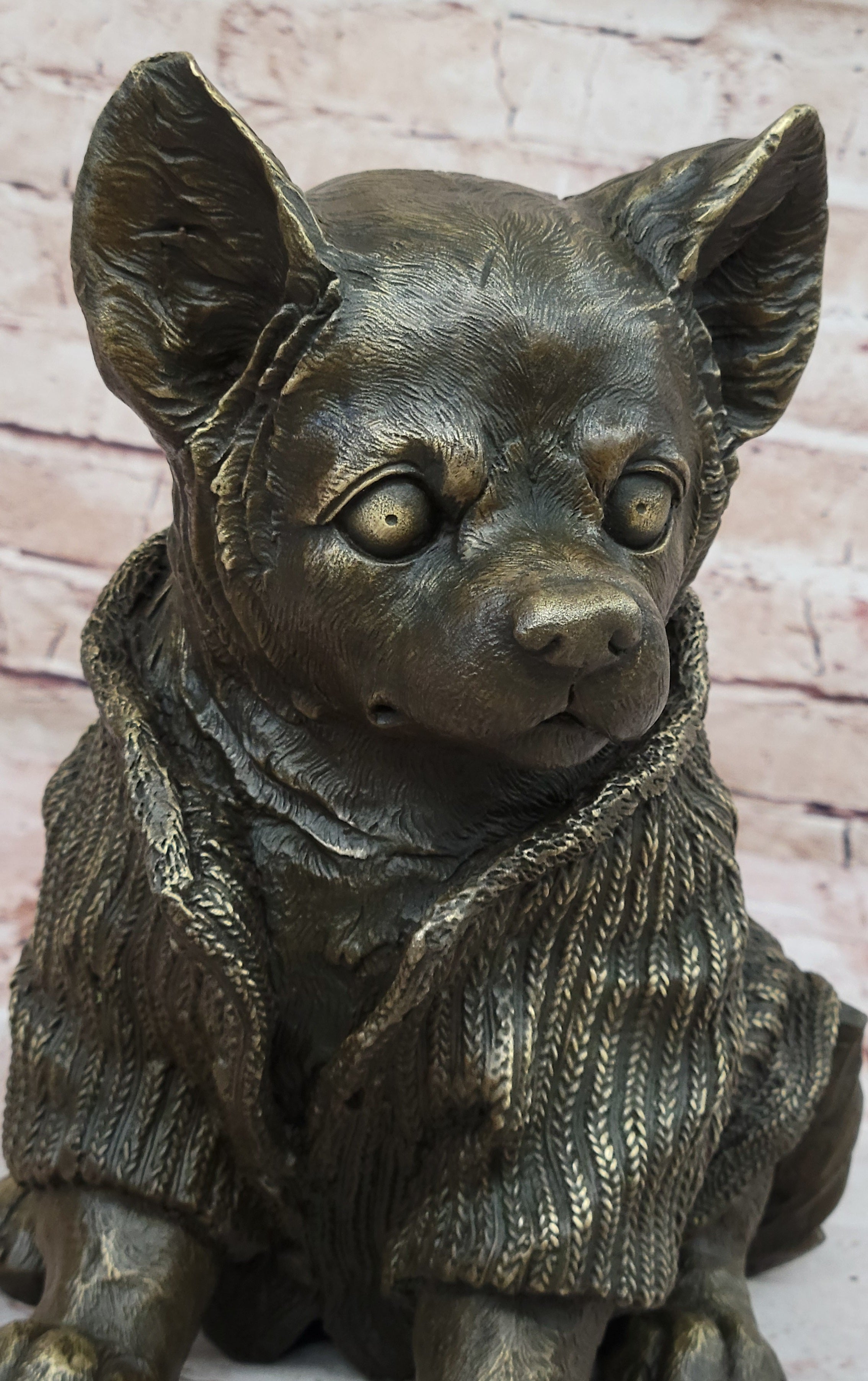 Chihuahua Dog in Hooded Sweater Bronze Sculpture Hot Cast