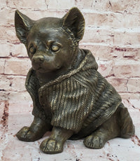 Chihuahua Dog in Hooded Sweater Bronze Sculpture Hot Cast