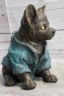 Chihuahua Puppy Dog Wearing Blue Sweater Bronze Metal Sculpture