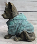 Chihuahua Puppy Dog Wearing Blue Sweater Bronze Metal Sculpture