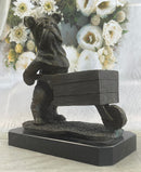 English Bulldog Wheelbarrow Bronze Planter Dish 12" x 12"