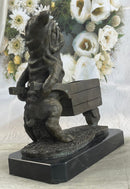 English Bulldog Wheelbarrow Bronze Planter Dish 12" x 12"
