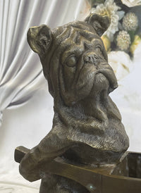 English Bulldog Wheelbarrow Bronze Planter Dish 12" x 12"