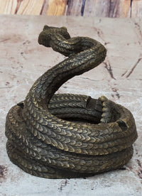Rattlesnake Bronze Metal Ashtray Sculpture Signed Art