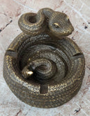 Rattlesnake Bronze Metal Ashtray Sculpture Signed Art