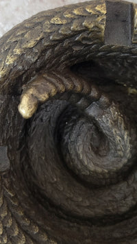 Rattlesnake Bronze Metal Ashtray Sculpture Signed Art