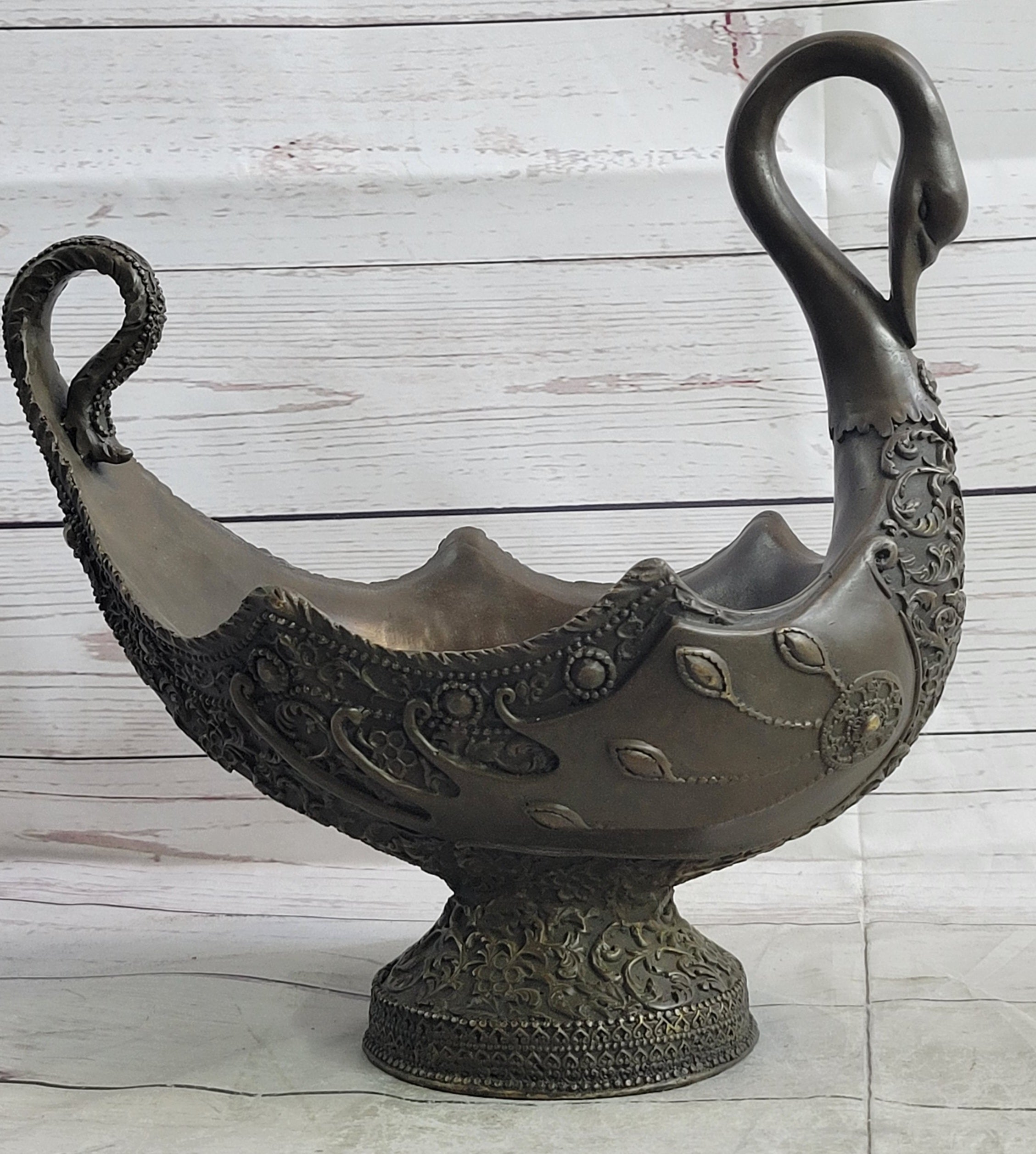 Swan Shaped Bronze Bowl Candy Dish by Vitaleh