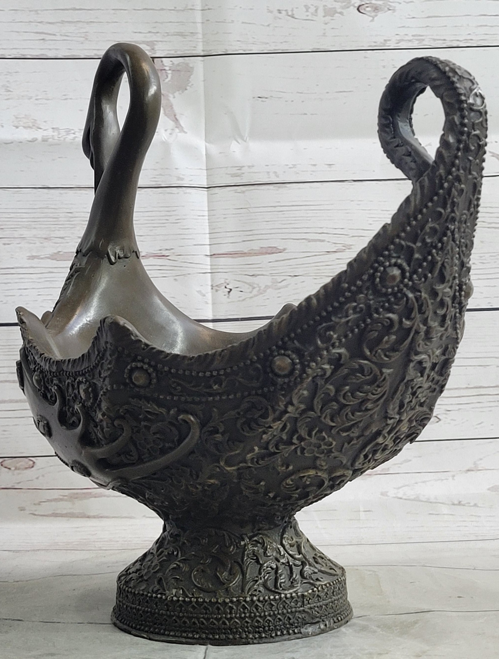 Swan Shaped Bronze Bowl Candy Dish by Vitaleh