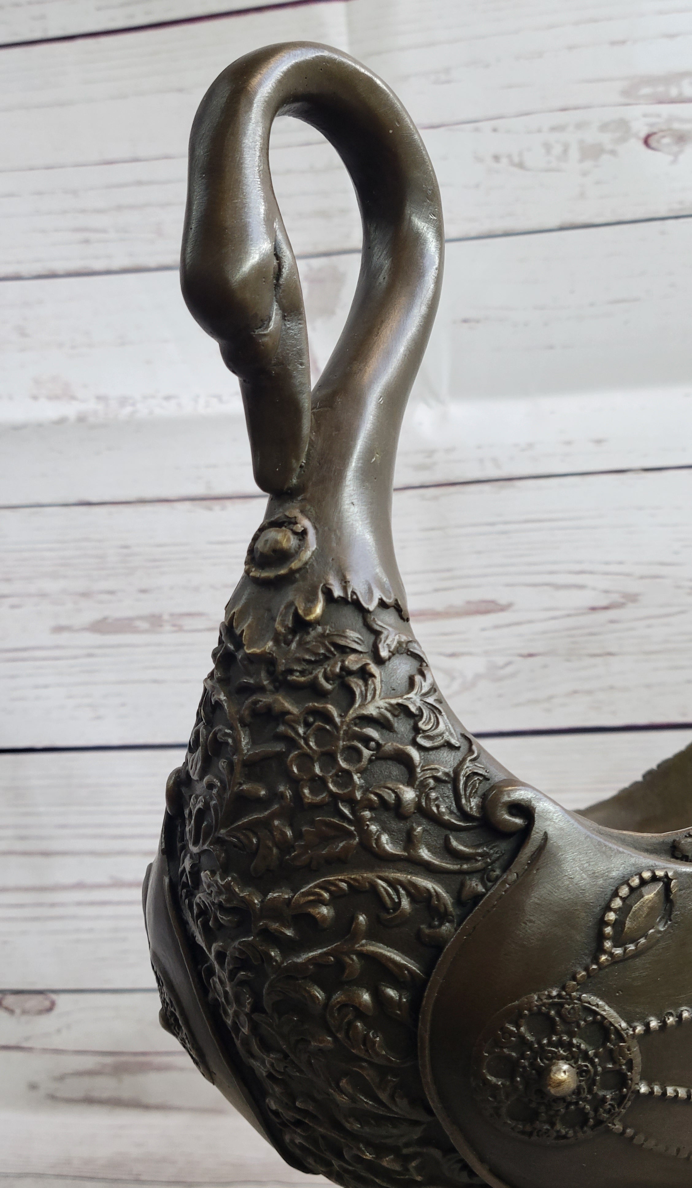 Swan Shaped Bronze Bowl Candy Dish by Vitaleh