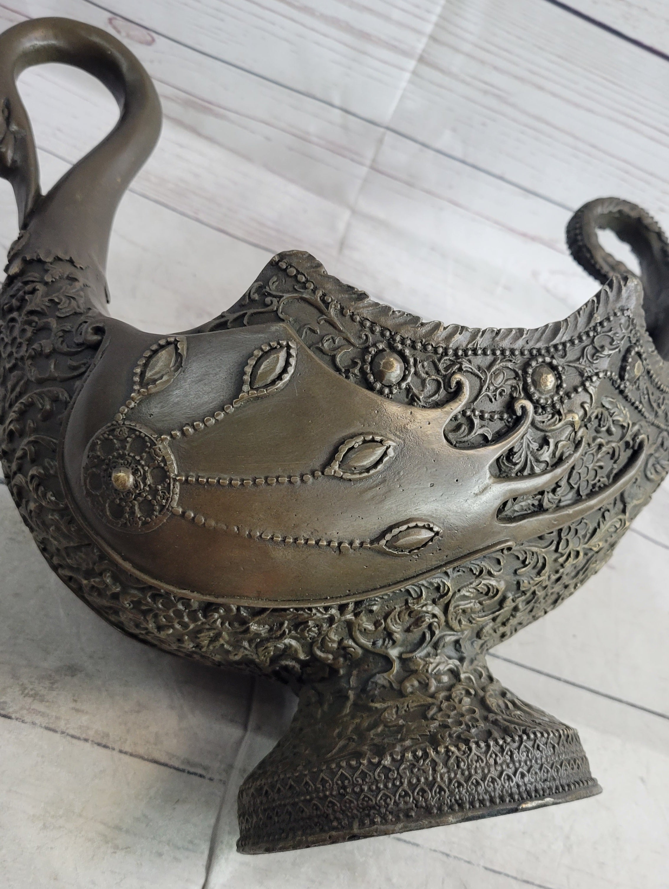Swan Shaped Bronze Bowl Candy Dish by Vitaleh