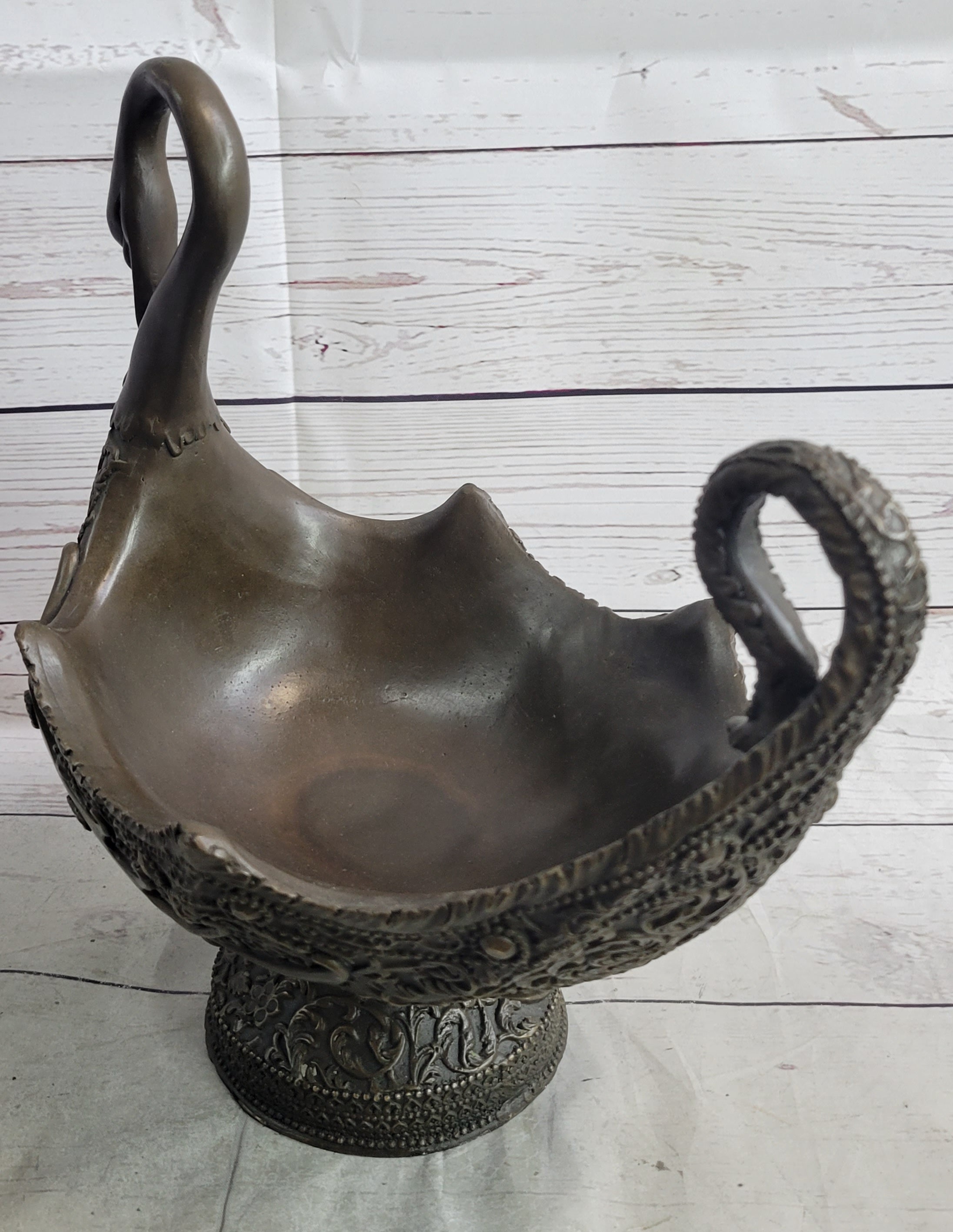 Swan Shaped Bronze Bowl Candy Dish by Vitaleh