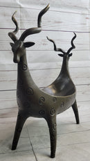Two Gazelle Antelope Kudu Bronze Planter Bowl Candy Dish