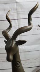 Two Gazelle Antelope Kudu Bronze Planter Bowl Candy Dish
