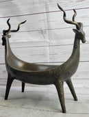 Two Gazelle Antelope Kudu Bronze Planter Bowl Candy Dish