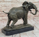 African Elephant Bronze Sculpture on Marble Base