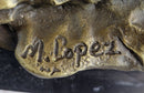 Stock Market Bull vs Bear Bronze Sculpture Marble Base Signed Art