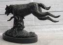 Running Wolf Dog Wildlife Art Bronze Metal Sculpture
