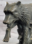 Running Wolf Dog Wildlife Art Bronze Metal Sculpture