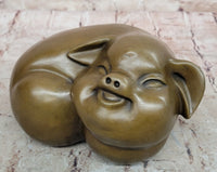 Signed Original Williams Bronze Pig - Chubby Happy Domestic Pig
