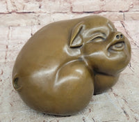 Signed Original Williams Bronze Pig - Chubby Happy Domestic Pig