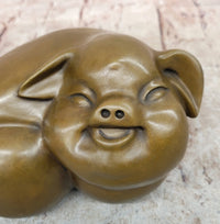Signed Original Williams Bronze Pig - Chubby Happy Domestic Pig