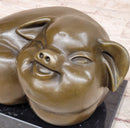 Happy Round Pig Bronze Metal Sculpture Original Art