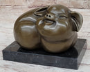 Happy Round Pig Bronze Metal Sculpture Original Art