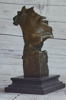 Horse Head Bust Abstract Bronze Metal Sculpture on Marble Base