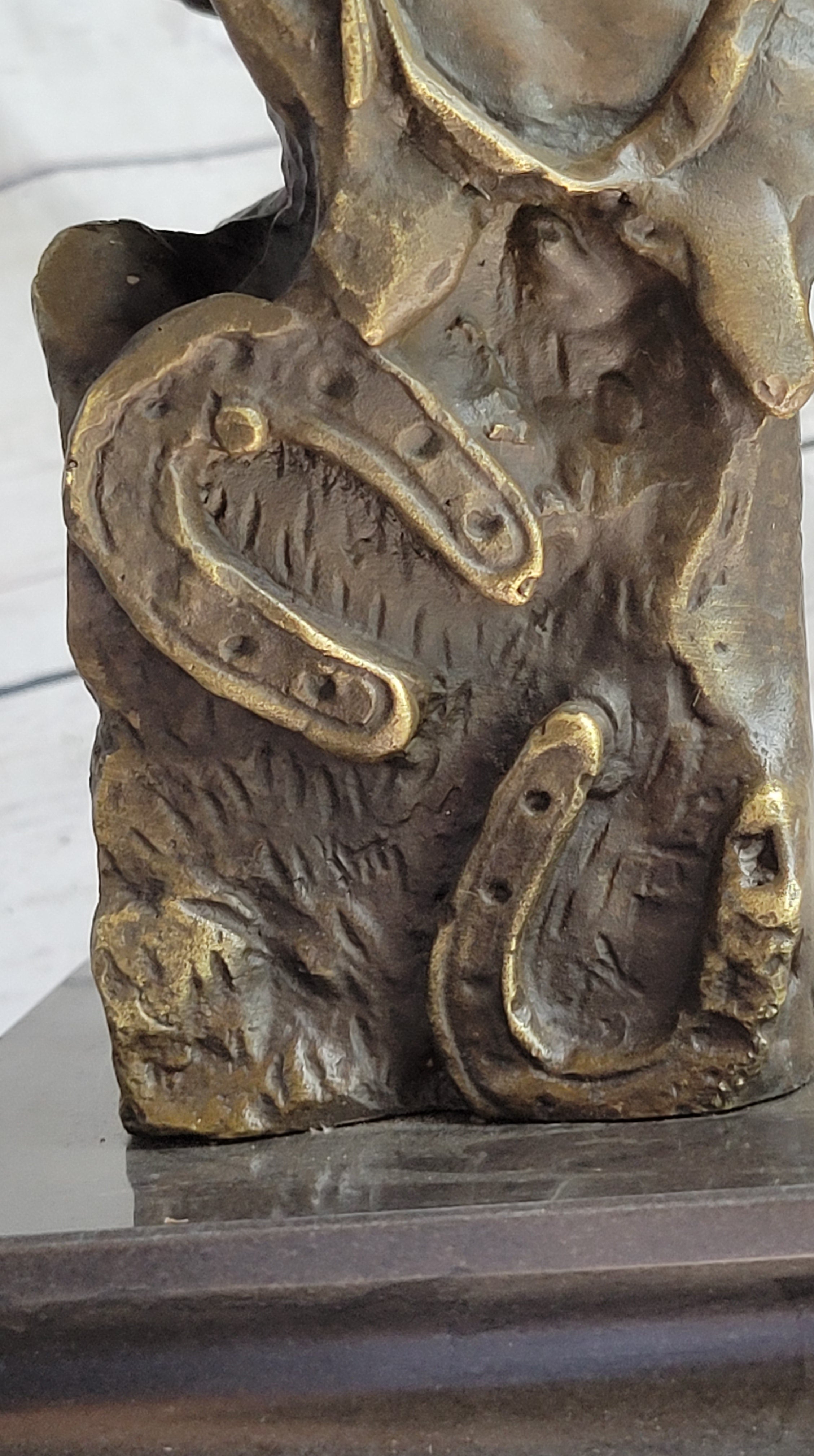 Horse Head Bust Abstract Bronze Metal Sculpture on Marble Base
