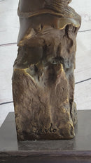 Horse Head Bust Abstract Bronze Metal Sculpture on Marble Base