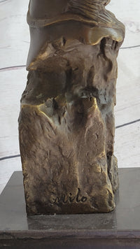 Horse Head Bust Abstract Bronze Metal Sculpture on Marble Base