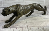 Cheetah Leopard Bronze Metal Sculpture 8" x 32"