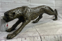 Cheetah Leopard Bronze Metal Sculpture 8" x 32"