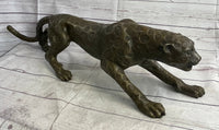 Cheetah Leopard Bronze Metal Sculpture 8" x 32"