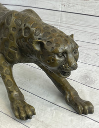 Cheetah Leopard Bronze Metal Sculpture 8" x 32"