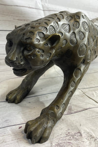 Cheetah Leopard Bronze Metal Sculpture 8" x 32"