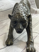 Cheetah Leopard Bronze Metal Sculpture 8" x 32"