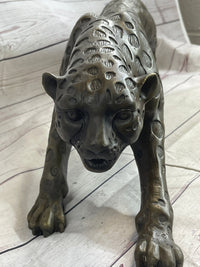 Cheetah Leopard Bronze Metal Sculpture 8" x 32"
