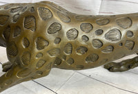 Cheetah Leopard Bronze Metal Sculpture 8" x 32"