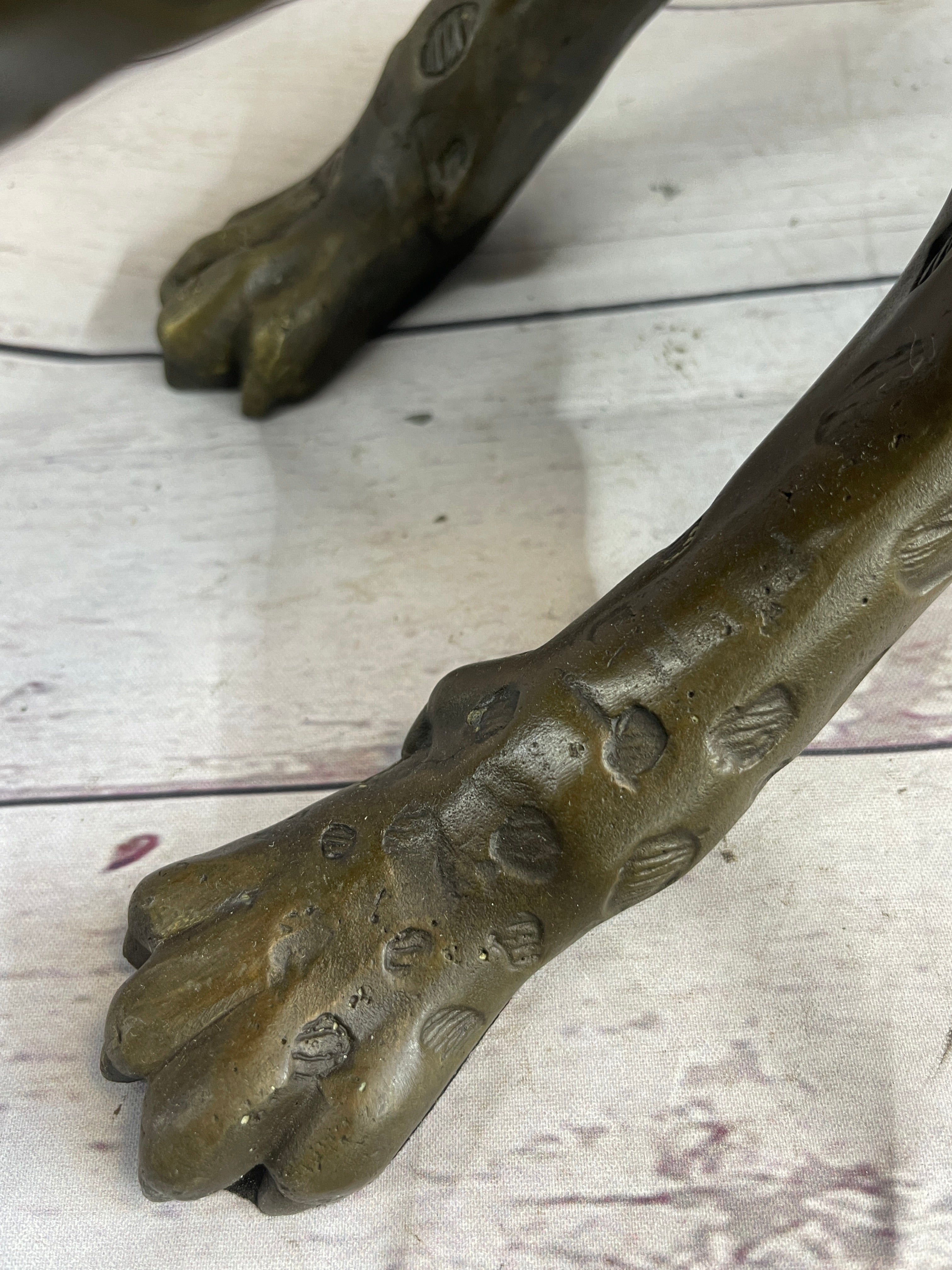 Cheetah Leopard Bronze Metal Sculpture 8" x 32"